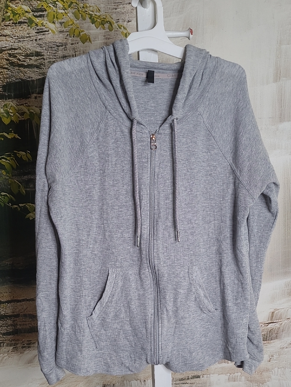 Calvin Klein Womens Large Heather Gray Zip up long sleeve lightweight hoodie